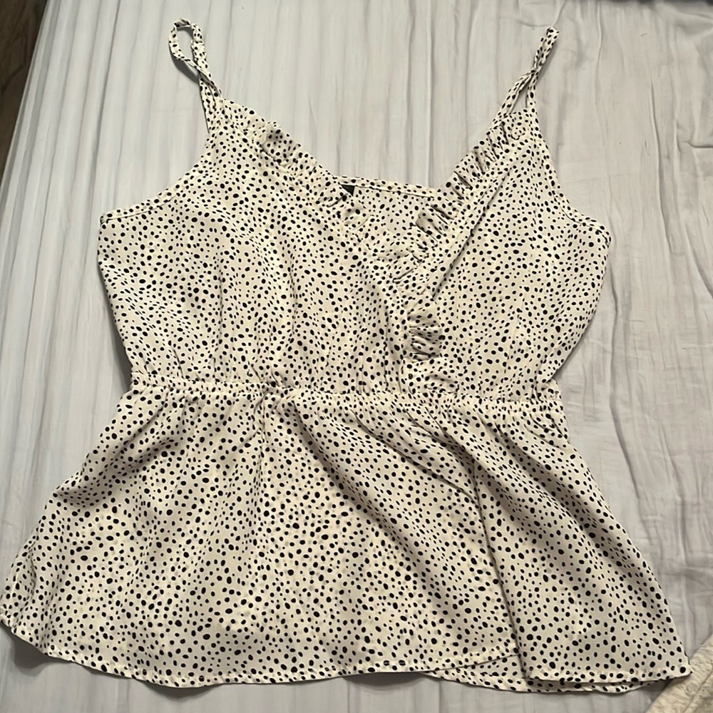 White polka dot tank top, SHEIN, size small